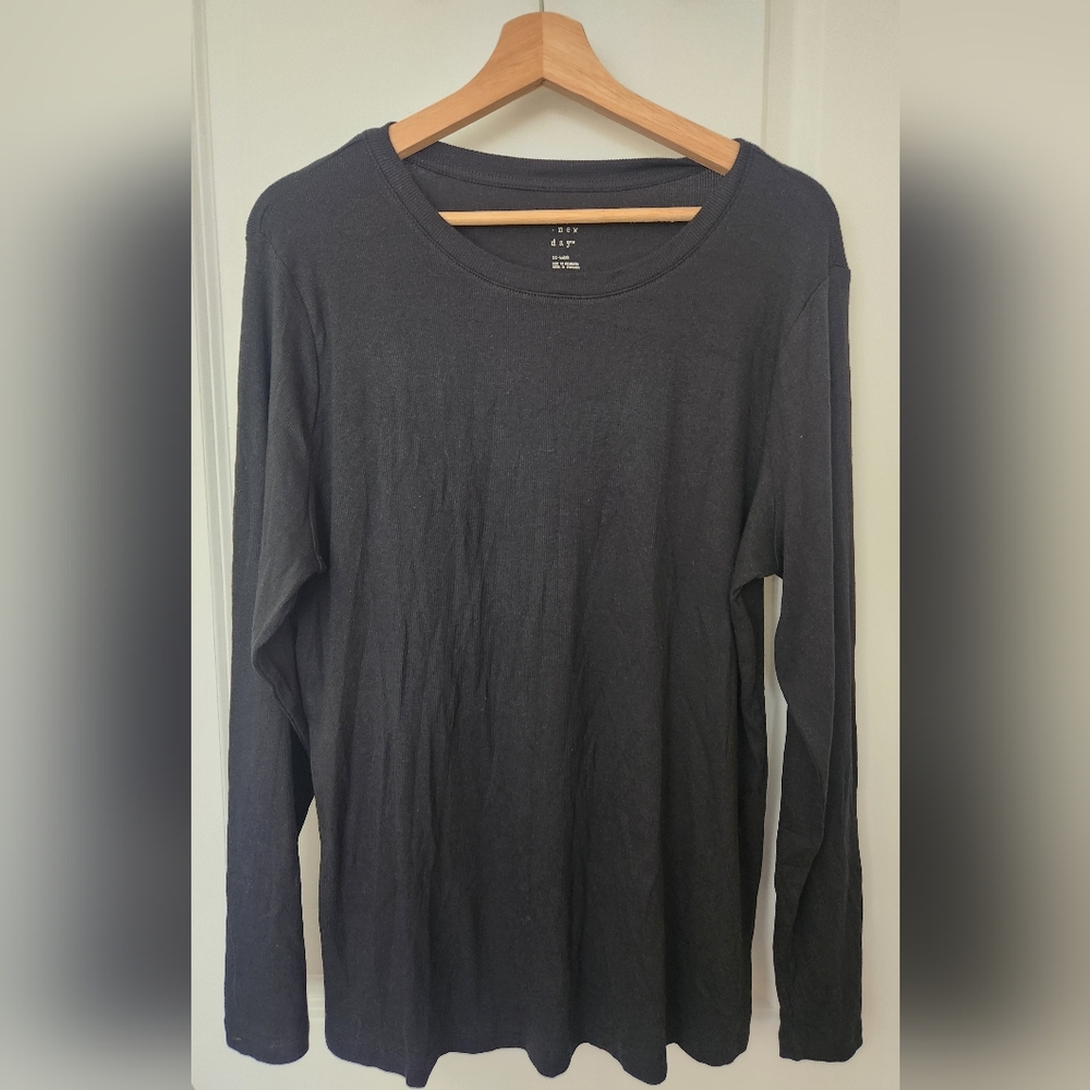 A New Day Black Long Sleeve Shirt Plus Size Minimalist Basic Soft Fit